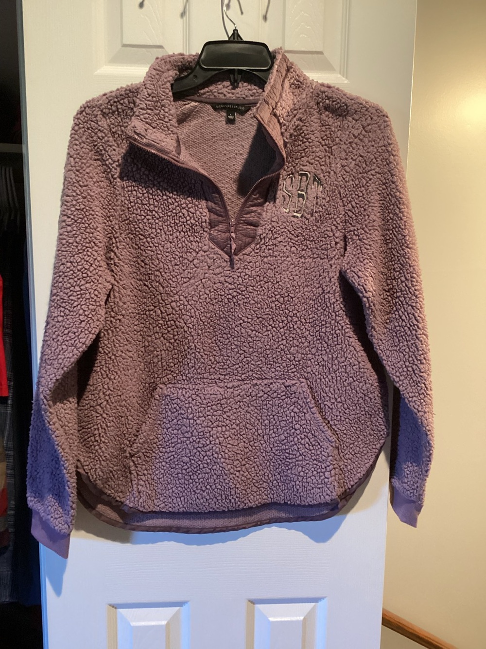 Signature Studio Mauve Quarter-Zip Sherpa Pullover